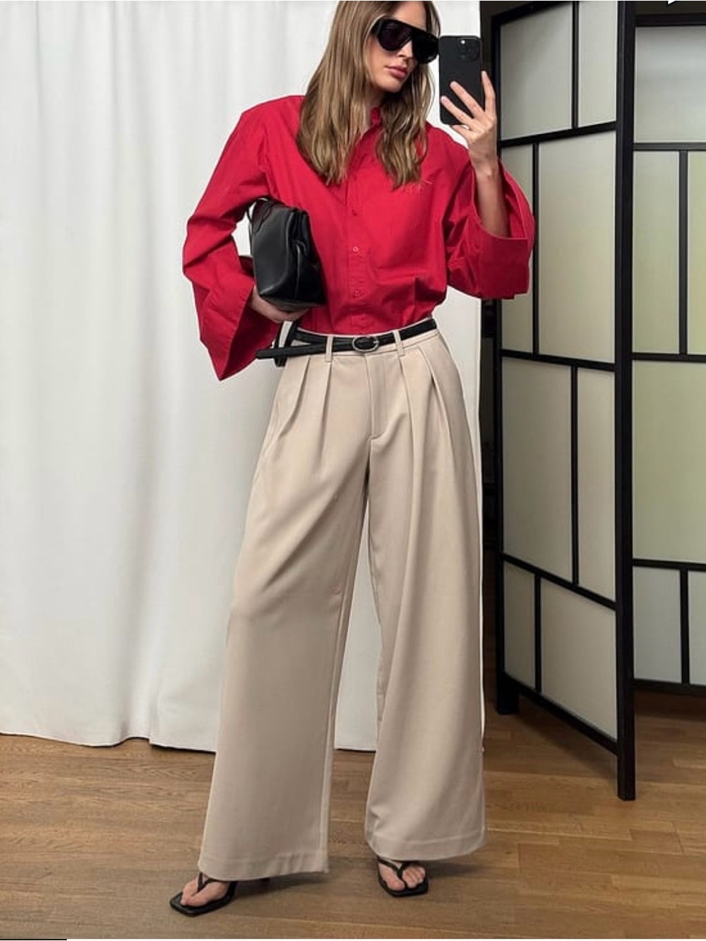 Na-Kd NWT High-Waist Wide-Leg Pleated Trousers in Light Beige EU34